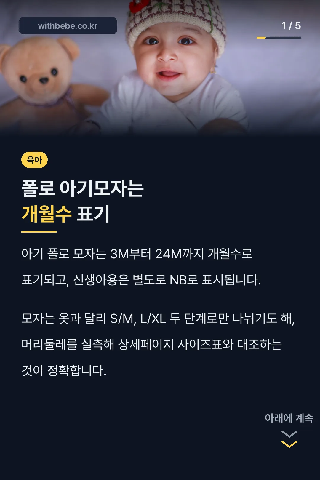 폴로 아기모자는 개월수 표기
